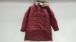 5 X BRAND NEW JUNA ROSE 3/4 LENGTH PUFFER JACKETS WITH FAUX FUR HOOD UK SIZE 22-24 RRP £75.00 (TOTAL RRP £375.00)