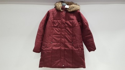 5 X BRAND NEW JUNA ROSE 3/4 LENGTH PUFFER JACKETS WITH FAUX FUR HOOD UK SIZE 22-24 RRP £75.00 (TOTAL RRP £375.00)