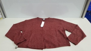 18 X BRAND NEW TOPSHOP BURGUNDY SPLIT BACK CUT GREY JUMPERS SIZE 12