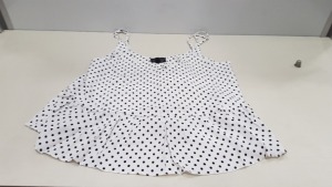 20 X BRAND NEW TOPSHOP WHITE SPOTTED VEST TOPS UK SIZE 6 RRP £22.00 (TOTAL RRP £440.00)