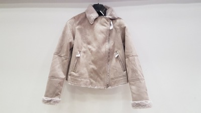 11 X BRAND NEW DOROTHY PERKINS FAUX FUR LINED SUEDE JACKETS UK SIZE 12 RRP £49.00 (TOTAL RRP £539.00)