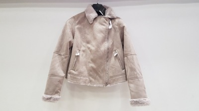 12 X BRAND NEW DOROTHY PERKINS FAUX FUR LINED SUEDE JACKETS UK SIZE 16 RRP £49.00 (TOTAL RRP £588.00)