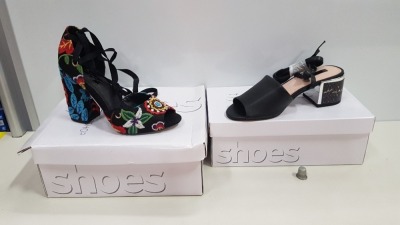 15 PIECE MIXED TOPSHOP SHOE LOT CONTAINING 10 X NEEVE BLACK HEELED SHOES AND 5 X RHAPSODY FLOWER DETAILED MULTI SHOES (TOTAL RRP £644.00)