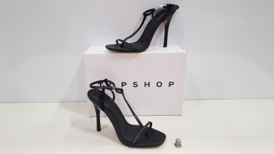 18 X BRAND NEW TOPSHOP RHYS BLACK HIGH HEELS UK SIZE 7 RRP £36.00 (TOTAL RRP £648.00)