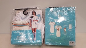20 X BRAND NEW WAG FANCY DRESS COSTUME INCLDUING WAG DRESS, SOCKS, PILL BOTTLE BAG AND A RING. TOTAL RRP £699.80
