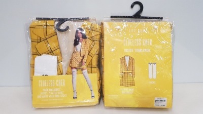 20 X CLUELESS CHER FANCY DRESS COSTUME CONTAINING JACKET, PLEATED SKIRT AND WHITE KNEE HIGH SOCKS. TOTAL RRP £699.80