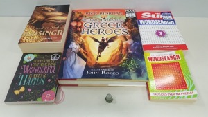 APPROX 200 ASSORTED BRAND NEW BOOKS IE PERCY JACKSONS GREEK HEROS, CHRISTOPHER PAOLINI, BRINSINGR, NOTEBOOKS, WORDSEARCHES ETC