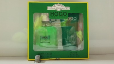 48 X BRAND NEW DESIGNER FRENCH COLLECTION HOGO DEEP GREEN GIFT SETS FOR MEN CONTAINING EAU DE TOILETTE NATURAL SPRAY AND SHOWER GEL 100ML 3.3FL.OZ.