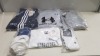 16 PIECE MIXED SPORTS CLOTHING LOT CONTAINING REEBOK JACKET, UNDER ARMOUR HOODED JUMPER, ADIDAS SWEATSHIRT, ADIDAS TRACKSUIT BOTTOMS, ADIDAS SOCKS, REEBOK SOCKS AND ADIDAS SHORTS ETC