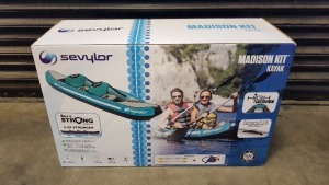 BRAND NEW SEVYLOR MADISON KIT KAYAK COMPLETE WITH 2 PADDLES & FOOR PUMP (BOX SEALED)