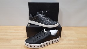 4 PIECE MIXED DKNY TRAINER LOT CONTAINING 2 X BINNA LACE UP SNAEAKERS AND 2 X BANCON LACE UP SNEAKERS UK SIZE 7.5
