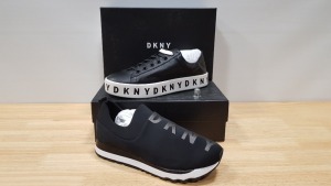 4 PIECE MIXED DKNY TRAINER LOT CONTAINING 2 X BINNA LACE UP SNAEAKERS AND 2 X JADYN SLIP ON JOGGING TRAINERS UK SIZE 6.5
