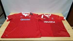 7 X BRAND NEW UNDER ARMOUR WALES RUGBY UNION OFFICIAL PRODUCT JERSEYS SIZE 4XL AND XL (MAINLY XL)
