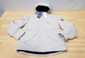 4 X BRAND NEW JACK WILLS HATFIELD NYLON JACKETS IN STONE WITH DUCK DOWN FEATHERS SIZE SMALL RRP £149.00 (TOTAL RRP £596.00)