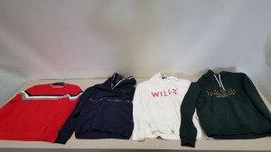 20 PIECE MIXED JACK WILLS MEN AND WOMEN WINTER CLOTHING LOT CONTAINING HOODED JUMPERS AND SWEATSHIRTS IN VAROUS STYLES, COLOURS AND SIZES