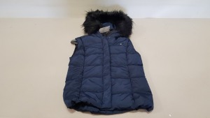 5 X BRAND NEW JACK WILLS NORTHAW PADDED GILET IN NAVY WITH FAUX FUR HOOD SIZE 6 RRP £80.00 (TOTAL RRP £400.00)