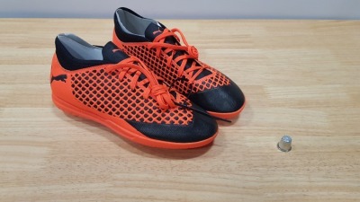 5 X BRAND NEW PAIRS OF PUMA ORANGE & BLACK TRAINERS SIZE 5 (LOOSE - UNBOXED)