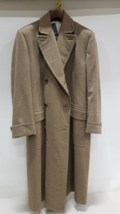 BRAND NEW LUTWYCHE PURE CASHMERE FULL LENGTH CAMEL OVERCOAT SIZE 44R (MINOR TAILOR FINISHING REQUIRED ON CUFFS & SHOULDERS TO SUIT)