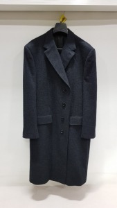 BRAND NEW LUTWYCHE WOOLLEN FULL LENGTH BLACK OVERCOAT SIZE 48R (MINOR TAILOR FINISHING REQUIRED ON CUFFS & SHOULDERS TO SUIT)