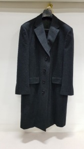 BRAND NEW LUTWYCHE WOOLLEN FULL LENGTH BLACK OVERCOAT SIZE 44R (MINOR TAILOR FINISHING REQUIRED ON CUFFS & SHOULDERS TO SUIT)
