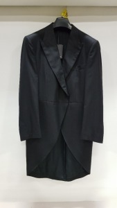 BRAND NEW LUTWYCHE BLACK 3/4 LENGTH TAIL JACKET SIZE 44R (TAILOR FINISHING REQUIRED ON CUFFS & SHOULDERS TO SUIT)