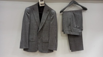 3 X BRAND NEW LUTWYCHE HAND TAILORED GREY AND LIGHT BLUE CHEQUERED SUITS SIZE 42R, 52R AND 48R (PLEASE NOTE SUITS ARE NOT FULLY TAILORED)