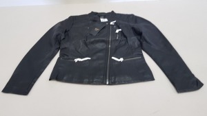 30 X BRAND NEW ONLY CLOTHING BLACK BIKER LEATHER STYLED NOOSE JACKETS SIZE 10