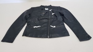 30 X BRAND NEW ONLY CLOTHING BLACK BIKER LEATHER STYLED NOOSE JACKETS SIZE 10