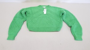 15 X BRAND NEW TOPSHOP GREEN KNITTED CROP TOP JUMPERS SIZE XS RRP £32.00 (TOTAL RRP £480.00)
