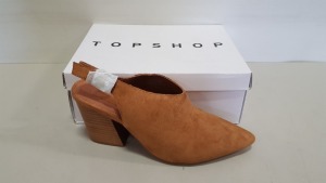 14 X BRAND NEW TOPSHOP GOJI TAN HEELED SHOES UK SIZE 2, 8 AND 9 RRP £46.00 (TOTAL RRP £644.00)