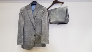 3 X BRAND NEW LUTWYCHE HAND TAILORED GREY AND BLUE CHEQUERED SUITS SIZE 48L, 44L AND 46L (PLEASE NOTE SUITS ARE NOT FULLY TAILORED)