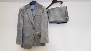 3 X BRAND NEW LUTWYCHE HAND TAILORED GREY AND BLUE CHEQUERED SUITS SIZE 40R, 42R AND 46R (PLEASE NOTE SUITS ARE NOT FULLY TAILORED)