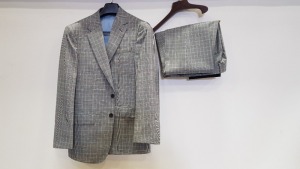 3 X BRAND NEW LUTWYCHE HAND TAILORED GREY AND BLUE CHEQUERED SUITS SIZE 38R, 44R AND 46L (PLEASE NOTE SUITS ARE NOT FULLY TAILORED)