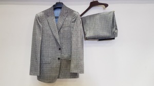 3 X BRAND NEW LUTWYCHE HAND TAILORED GREY AND BLUE CHEQUERED SUITS SIZE 40R AND 42R (PLEASE NOTE SUITS ARE NOT FULLY TAILORED)
