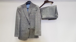 3 X BRAND NEW LUTWYCHE HAND TAILORED GREY AND BLUE CHEQUERED SUITS SIZE 44R, 42R AND 52L (PLEASE NOTE SUITS ARE NOT FULLY TAILORED)