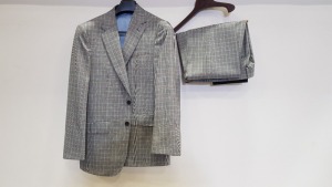 3 X BRAND NEW LUTWYCHE HAND TAILORED GREY AND BLUE CHEQUERED SUITS SIZE 44R, 38R AND 42R (PLEASE NOTE SUITS ARE NOT FULLY TAILORED)