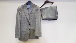 3 X BRAND NEW LUTWYCHE HAND TAILORED GREY AND BLUE CHEQUERED SUITS SIZE 44R, 38R AND 48R (PLEASE NOTE SUITS ARE NOT FULLY TAILORED)