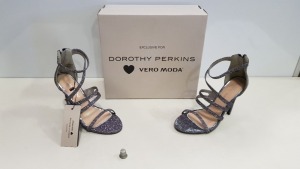 11 X BRAND NEW DOROTHY PERKINS VERA MODA VMNICE SANDAL DP SILVER HEELED SANDALS UK SIZE 3 RRP £55.00 (TOTAL RRP £605.00)