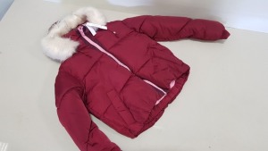 5 X BRAND NEW TOPSHOP BURGUNDY FAUX FUR HOODED JACKETS SIZE 8 RRP £69.00 (TOTAL RRP £345.00)