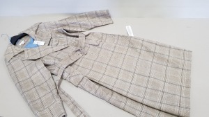 4 X BRAND NEW TOPSHOP BROWN MULTI CHEQUERED TRENCH COATS UK SIZE 16 RRP £85.00 (TOTAL RRP £340.00)