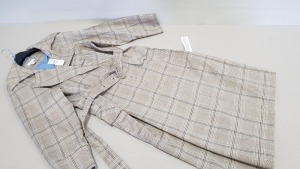 4 X BRAND NEW TOPSHOP BROWN MULTI CHEQUERED TRENCH COATS UK SIZE 16 ( 1 X SIZE 12) RRP £85.00 (TOTAL RRP £340.00)