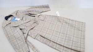 4 X BRAND NEW TOPSHOP BROWN MULTI CHEQUERED TRENCH COATS UK SIZE 14 RRP £85.00 (TOTAL RRP £340.00)