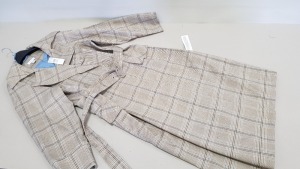 4 X BRAND NEW TOPSHOP BROWN MULTI CHEQUERED TRENCH COATS UK SIZE 12 RRP £85.00 (TOTAL RRP £340.00)