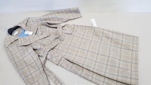 4 X BRAND NEW TOPSHOP BROWN MULTI CHEQUERED TRENCH COATS UK SIZE 12 RRP £85.00 (TOTAL RRP £340.00)