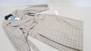 3 X BRAND NEW TOPSHOP BROWN MULTI CHEQUERED TRENCH COATS UK SIZE 12 RRP £85.00 (TOTAL RRP £255.00)