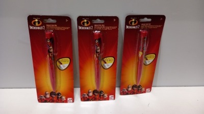 96 X BRAND NEW BOXED DISNEY PIXAR INCREDIBLES 2 PROJECTOR PEN - IN 2 BOXES