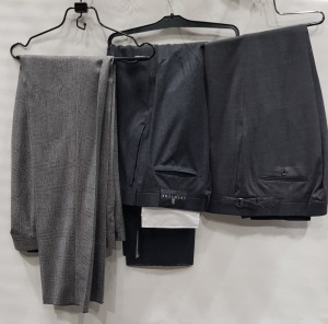12 X PAIRS OF BRAND NEW LUTWYCHE GREY TROUSERS IN ASSORTED STYLES & SIZES (NOTE NOT FULLY TAILORED)