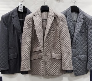 3 X BRAND NEW LUTWYCHE GREY & BEIGE PADDED / DIAMOND PATTERN JACKETS SIZES 44, 40, 40 (NOTE NOT FULLY TAILORED)