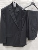 3 X BRAND NEW LUTWYCHE 2 PC BLACK MATCHING SUITS SIZES 44R, 42R & 36S (NOTE NOT FULLY TAILORED)