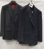 4 X BRAND NEW LUTWYCHE 2 PC BLACK MATCHING SUITS SIZES STYLE A - 44R, 40R, STLE B - 44R, 38R (NOTE NOT FULLY TAILORED)